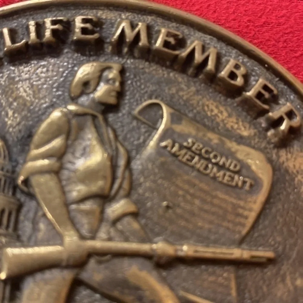 Solid brass NRA belt buckle